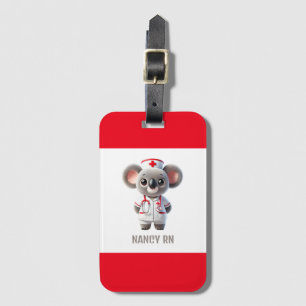 Schattigee Koala Beer Nurse met rode stethoscoop Bagagelabel