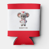Schattigee Koala Beer Nurse met rode stethoscoop Blikjeskoeler (Voorkant)