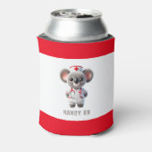 Schattigee Koala Beer Nurse met rode stethoscoop Blikjeskoeler (Blikje Achterkant)