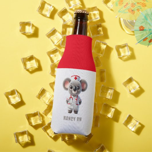 Schattigee Koala Beer Nurse met rode stethoscoop Flesjeskoeler (Insitu Zomer)