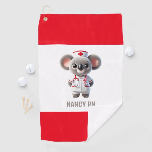 Schattigee Koala Beer Nurse met rode stethoscoop Golfhanddoek (Insitu)