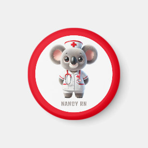 Schattigee Koala Beer Nurse met rode stethoscoop Magneet