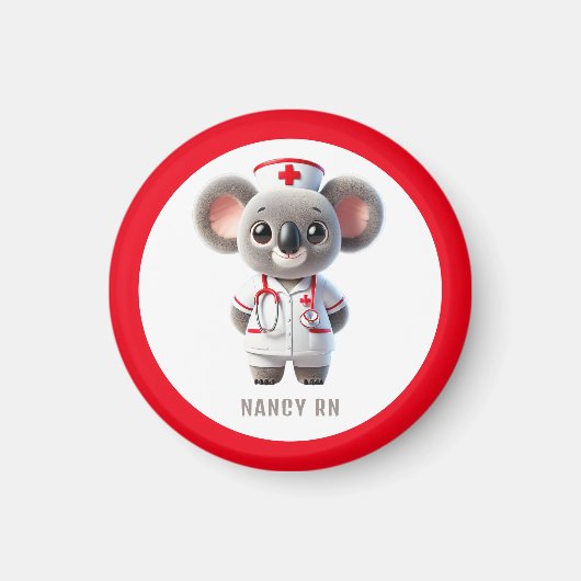 Schattigee Koala Beer Nurse met rode stethoscoop Magneet (Voorkant)