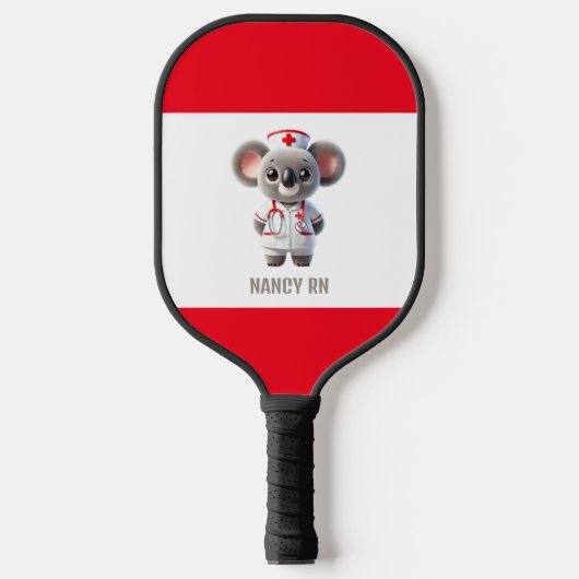 Schattigee Koala Beer Nurse met rode stethoscoop Pickleball Paddle (Voorkant)