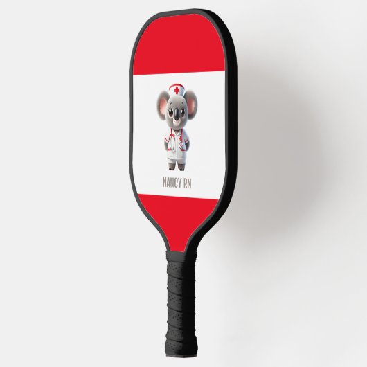 Schattigee Koala Beer Nurse met rode stethoscoop Pickleball Paddle (Links)