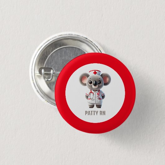 Schattigee Koala Beer Nurse met rode stethoscoop Ronde Button 3,2 Cm (Voorkant /achterkant)