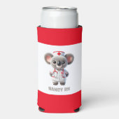Schattigee Koala Beer Nurse met rode stethoscoop Seltzer Blikjeskoeler (Seltzer Voorkant)