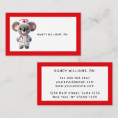 Schattigee Koala Beer Nurse met rode stethoscoop Visitekaartje (Voorkant / Achterkant)