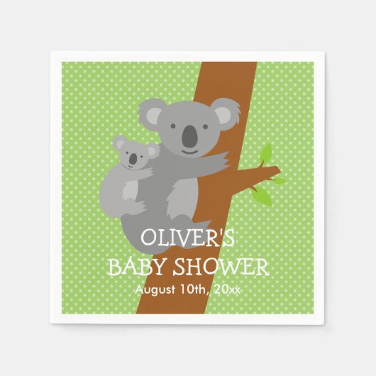 Schattigee koala beer polka dots baby shower serve servet (Voorkant)