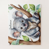 Schattigee Koala Beer Waterverf gepersonaliseerd Legpuzzel (Verticaal)