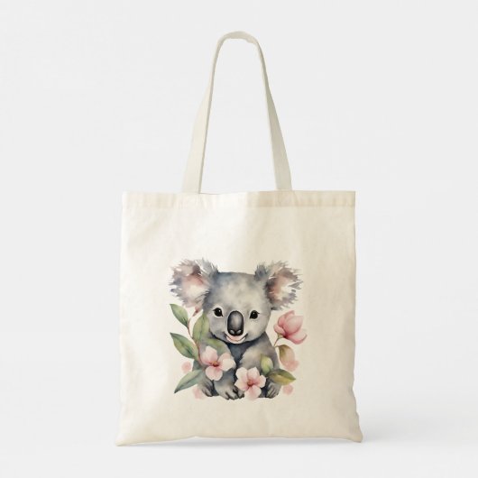 Schattigee Koala Beer Waterverf Naam Tote Bag (Achterkant)