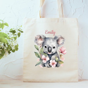 Schattigee Koala Beer Waterverf Naam Tote Bag