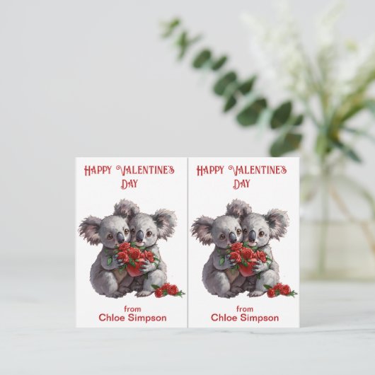 Schattigee Koala Beren Kind Valentijn Klaslokaal K Briefkaart (Staand voorkant)