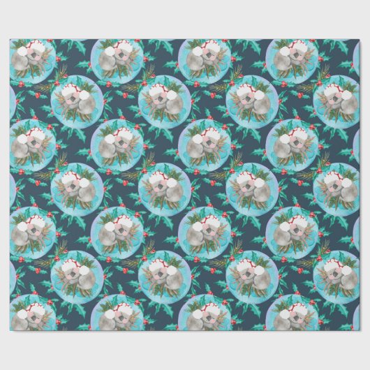 Schattigee Koala Christmas Dreamtime Blue Cadeaupapier (Zoom)