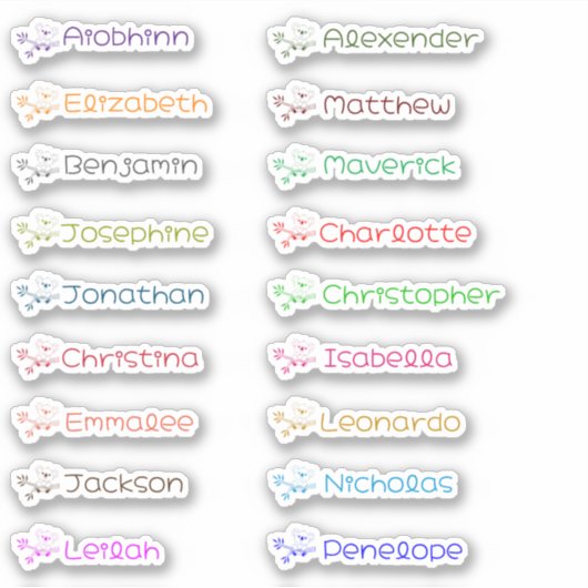 Schattigee Koala Custom Meerdere Namen Stickers (Voorkant)