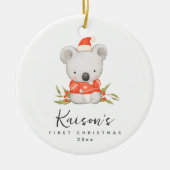 Schattigee Koala Eerste Kerst Aangepaste Keramisch Keramisch Ornament (Voorkant)
