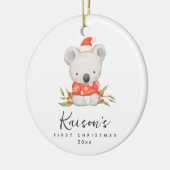 Schattigee Koala Eerste Kerst Aangepaste Keramisch Keramisch Ornament (Links)
