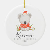 Schattigee Koala Eerste Kerst Aangepaste Keramisch Keramisch Ornament (Achterkant)