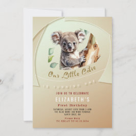 Schattigee Koala eerste verjaardag uitnodiging