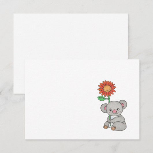 Schattigee koala elke gelegenheid eenvoudige platt bedankkaart (Voorkant / Achterkant)
