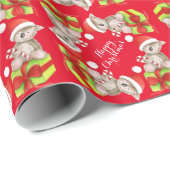 Schattigee koala en cadeaukunst Happy Christmas Cadeaupapier (Rol Hoek)