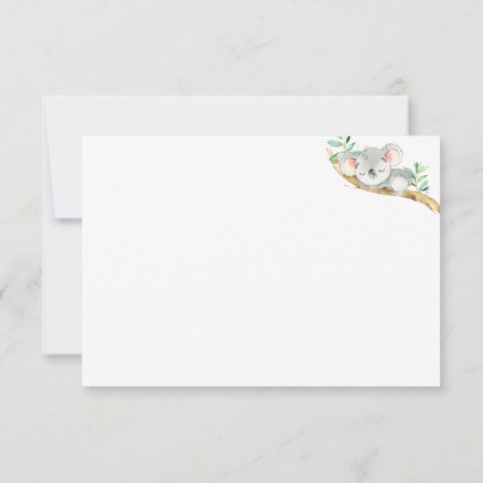 Schattigee Koala en Eucalyptus Baby shower Dank u Bedankkaart (Achterkant)