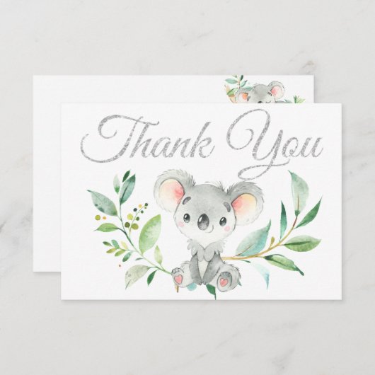 Schattigee Koala en Eucalyptus Baby shower Dank u Bedankkaart (Voorkant / Achterkant)