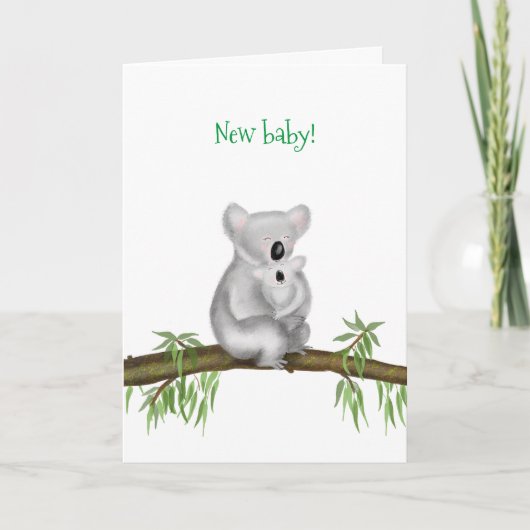 Schattigee koala en joey nieuwe baby kaart (Voorkant)
