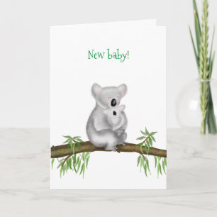 Schattigee koala en joey nieuwe baby kaart