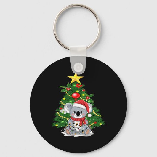 Schattigee Koala en kerstboom Koala Lover Kerstmis Sleutelhanger (Voorkant)