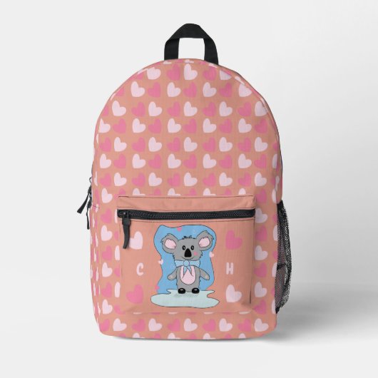 Schattigee Koala en Pink Hearts Kind School Rugzak (Voorkant)
