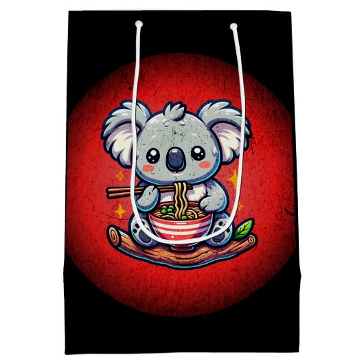 Schattigee Koala eten Ramen Medium Cadeauzakje (Achterkant)
