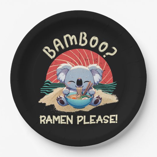 Schattigee Koala eten Ramen  Sunshine Papieren Bordje (Voorkant)