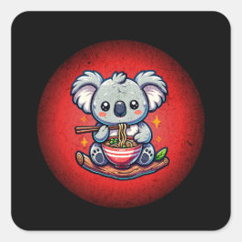 Schattigee Koala eten Ramen Vierkante Sticker