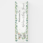 Schattigee Koala Eucalyptus Greenery Welkom Achter Spandoek (Verticaal)