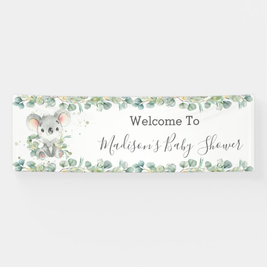 Schattigee Koala Eucalyptus Greenery Welkom Achter Spandoek (Horizontaal)