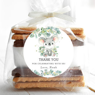 Schattigee koala eucalyptus groen dank u voor uw p ronde sticker