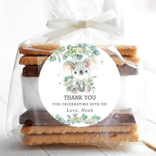 Schattigee koala eucalyptus groen dank u voor uw p ronde sticker