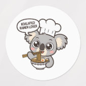Schattigee Koala genieten van Ramen Labels (Design 2)