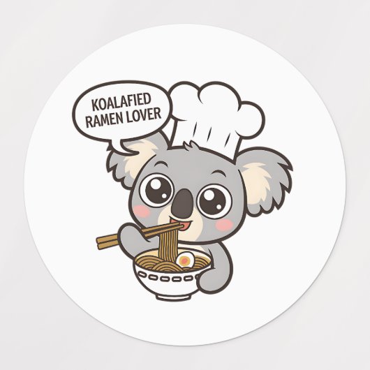 Schattigee Koala genieten van Ramen Labels (Design 2)