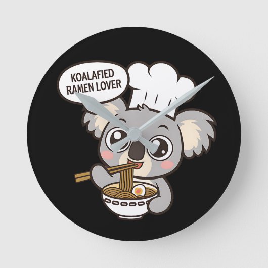 Schattigee Koala genieten van Ramen Ronde Klok (Voorkant)