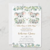 Schattigee Koala Greenery Gender Reveal Baby showe Kaart (Voorkant)