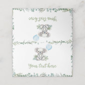 Schattigee Koala Greenery Verjaardagsfeestje Food  Plaatskaartje (Buitenkant ongevouwen)