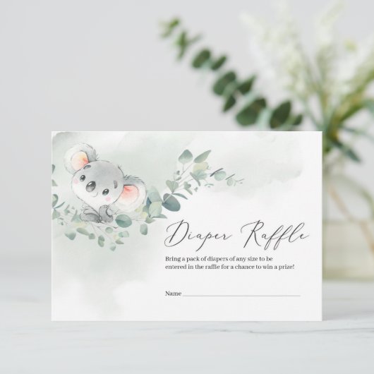 Schattigee koala groene eucalyptus bladeren luierl informatiekaartje (Staand voorkant)