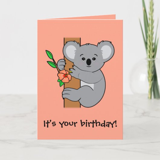 Schattigee Koala Happy Birthday Kaart (Voorkant)