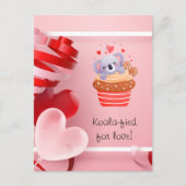 Schattigee Koala in Cupcake Roze Valentijnsdag Feestdagenkaart (Voorkant)