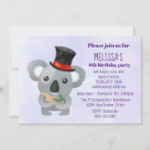 Schattigee Koala in een Black Top Hat verjaardagsf Kaart (Voorkant)