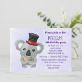 Schattigee Koala in een Black Top Hat verjaardagsf Kaart (Staand voorkant)
