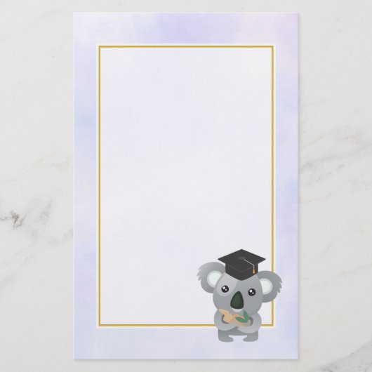 Schattigee koala in een zwarte afstudeerdop briefpapier (Voorkant)