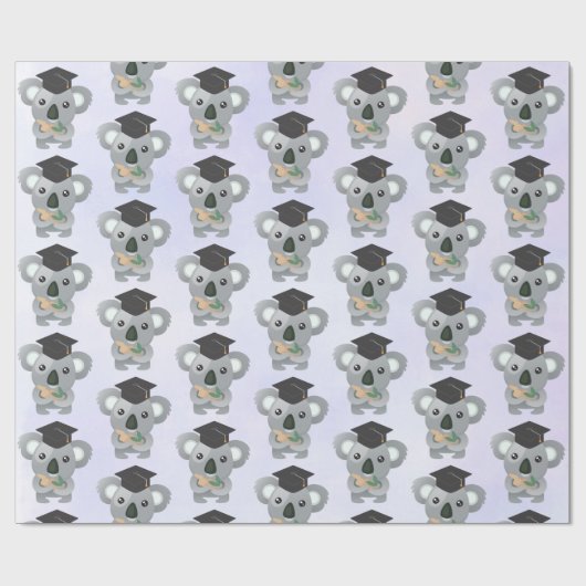 Schattigee koala in een zwarte afstudeerdop cadeaupapier (Vlak)